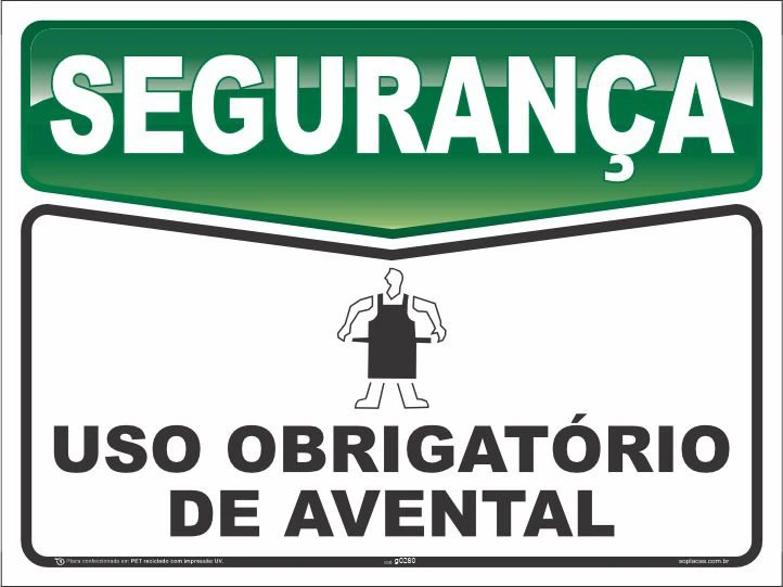 Placa de segurança: Uso obrigatório de avental
