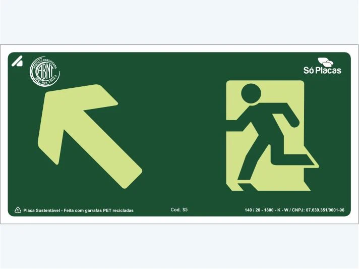 Placa de rota de fuga S5: Seta Diagonal a Esquerda