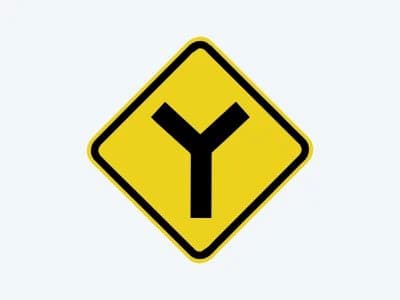 Placa de advertência A-9: Bifurcação em “Y”