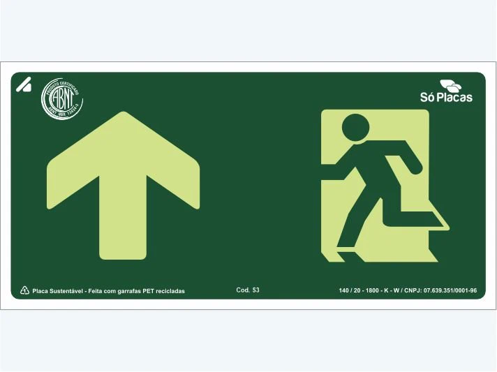 Placa de rota de fuga S3: Seta Siga em Frente