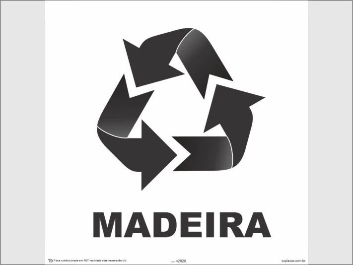 Placa de coleta seletiva: Madeira