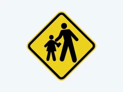 Placa de advertência A-33A: Área escolar