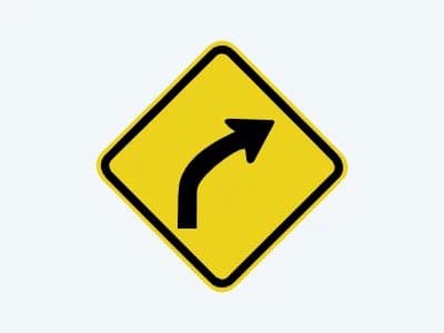 Placa de advertência A-2B: Curva à direita