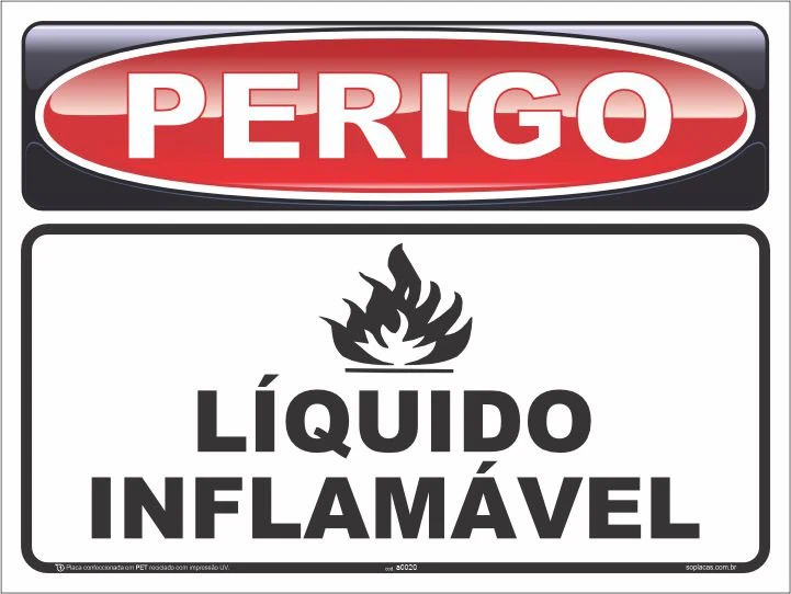 Placa de perigo: Líquido inflamável