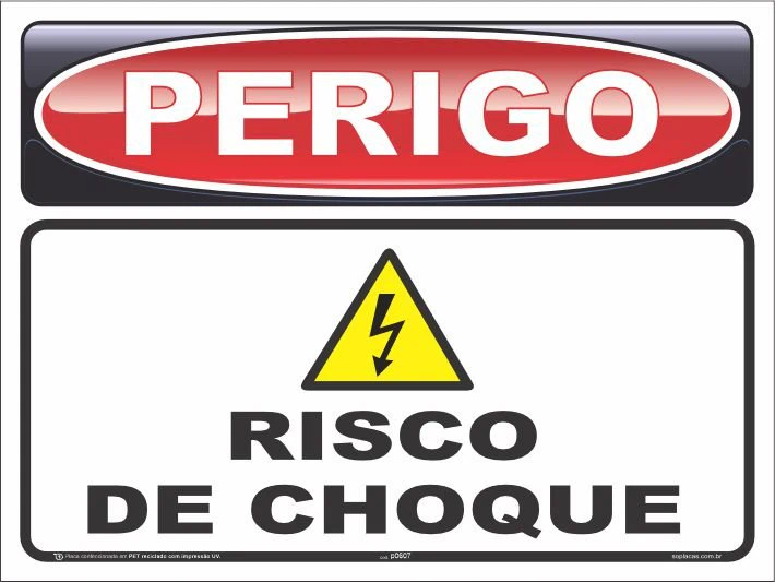 Placa de perigo: Risco de choque