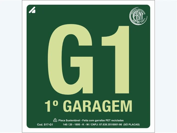Placa de rota de fuga S17-G1: 1° Garagem