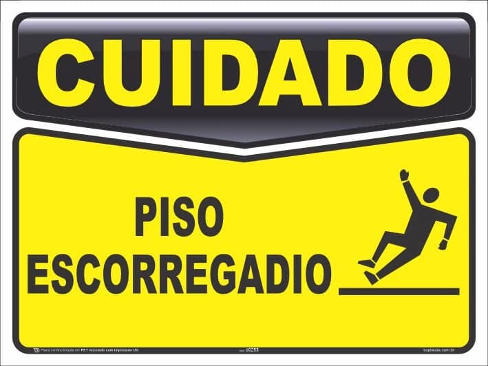 Placa de cuidado: Piso escorregadio