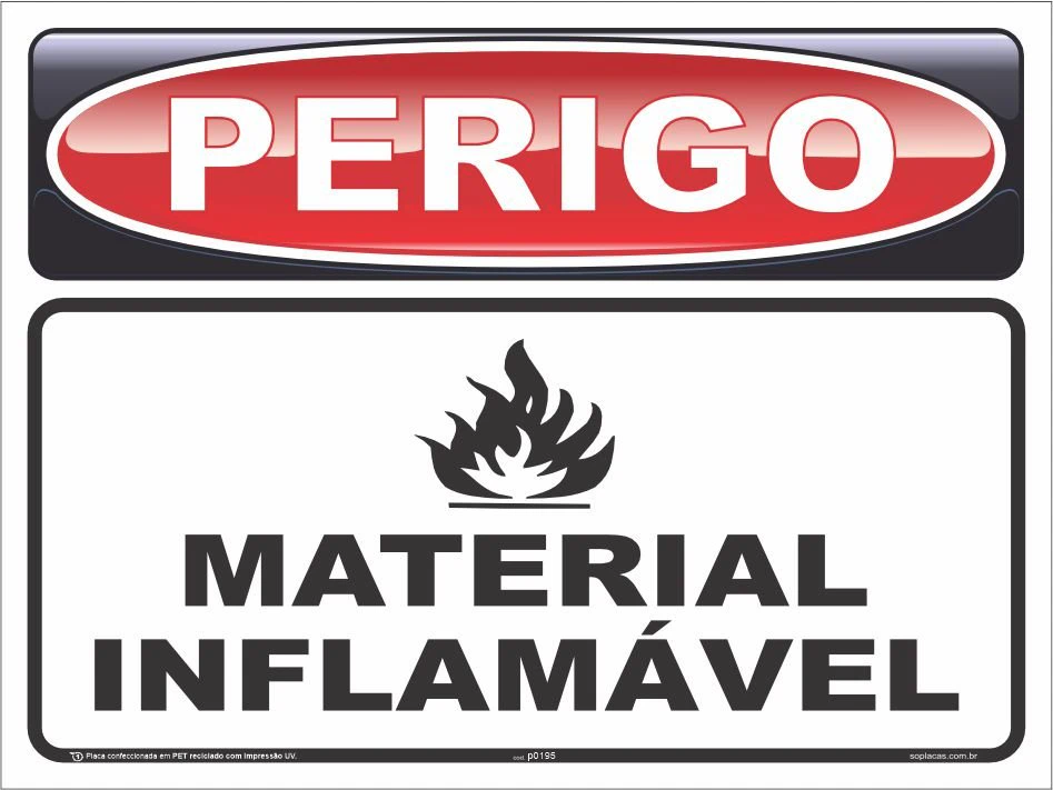 Placa de perigo: Material inflamável
