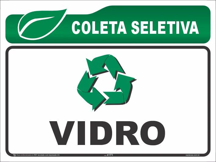 Placa de coleta seletiva: Vidro