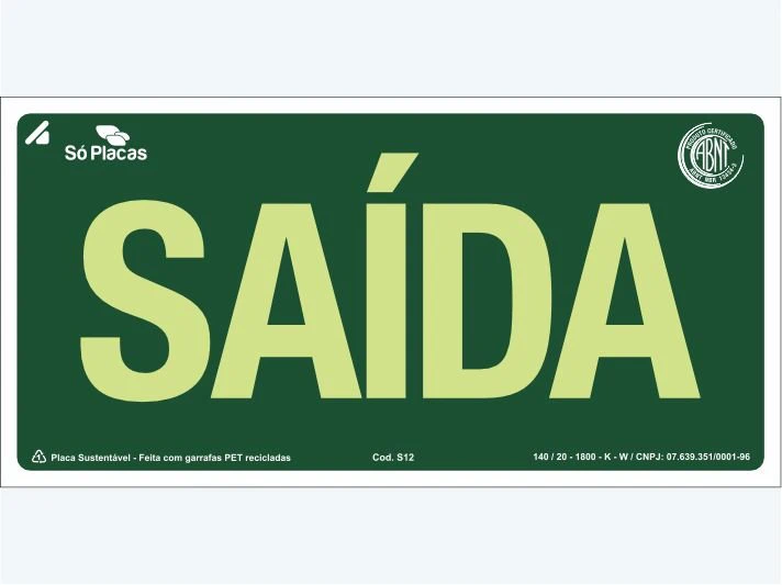 Placa de rota de fuga S12: Saída