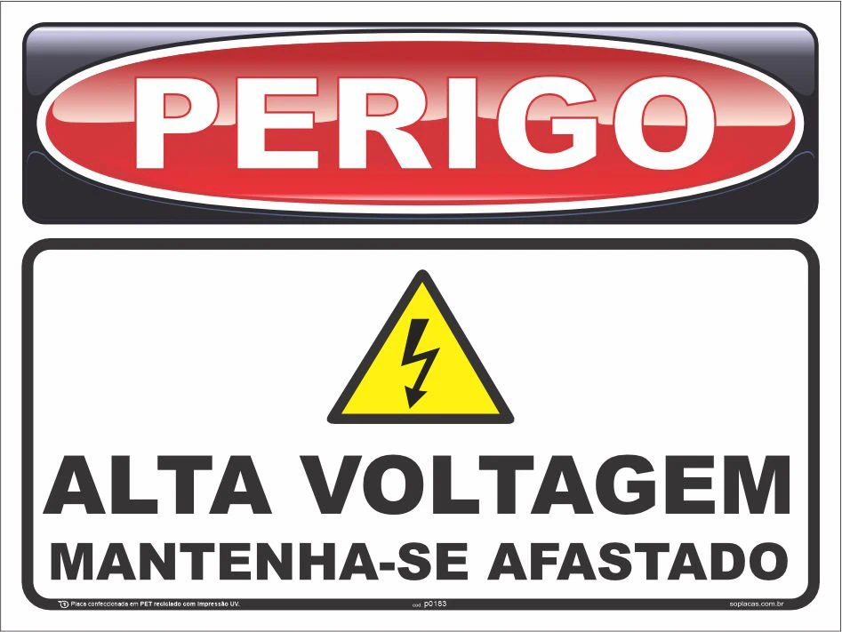 Placa de perigo: Alta voltagem mantenha-se afastado