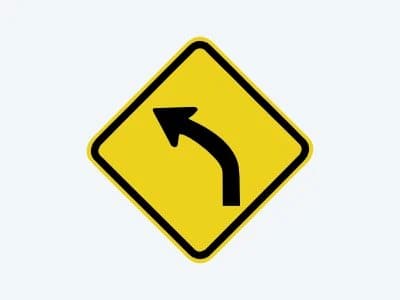 Placa de advertência A-2A: Curva à esquerda