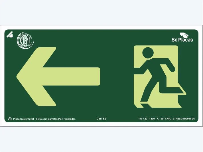Placa de rota de fuga S2: Seta para Esquerda
