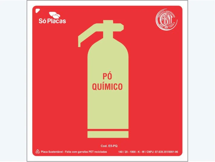 Placa de incêndio E5-PQ: de Extintor Pó Químico E5-PQ