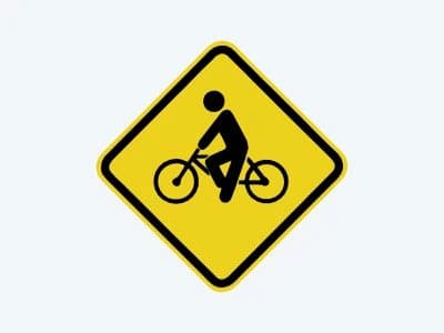Placa de advertência A-30A: Trânsito de ciclistas