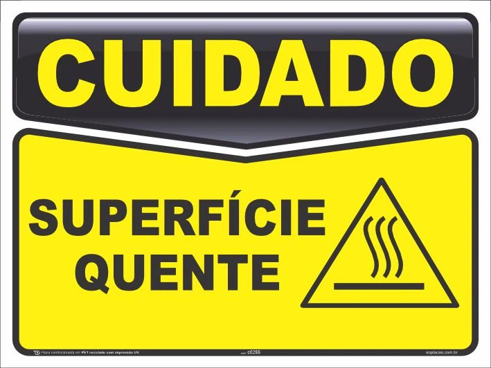 Placa de cuidado: Superfície quente