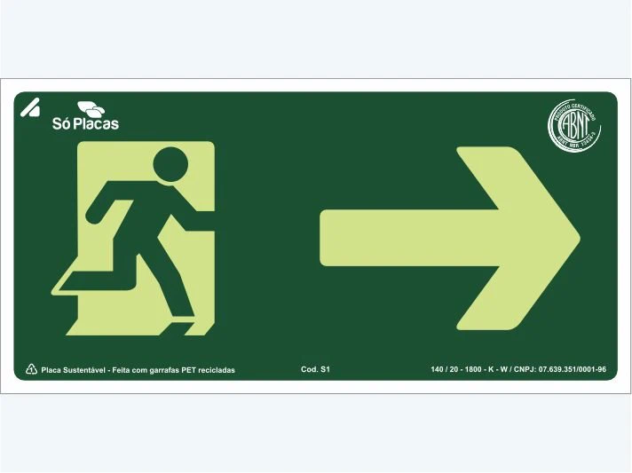 Placa de rota de fuga S1: Seta para Direita