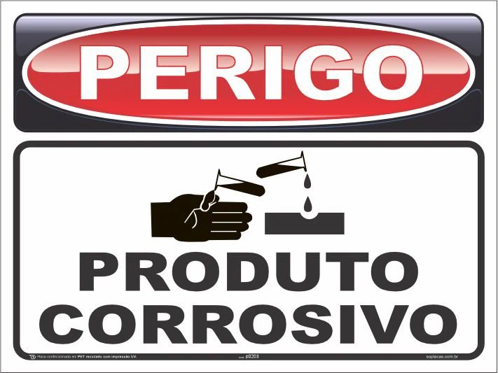 Placa de perigo: Produto corrosivo