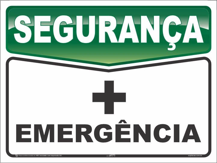 Placa de segurança: Emergência