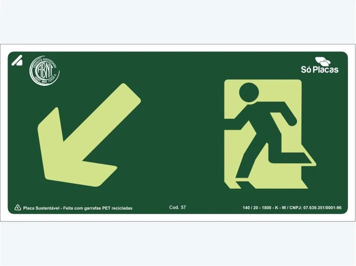 Placa de rota de fuga S7: Seta Diagonal a Esquerda