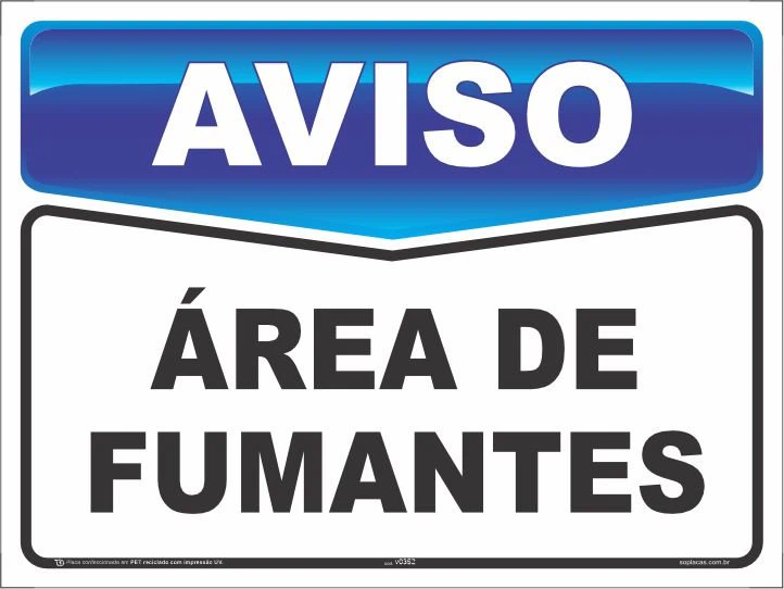 Placa de aviso: Área de fumantes