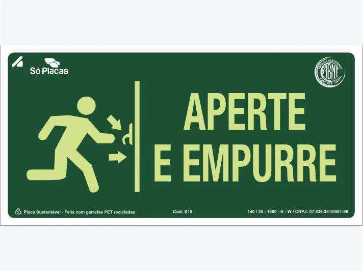 Placa de rota de fuga S18: Aperte e Empurre