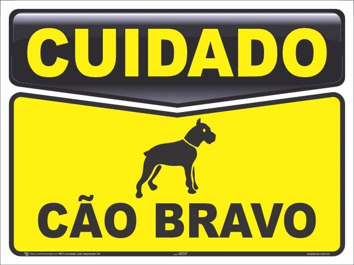 Placa de cuidado: Cão bravo