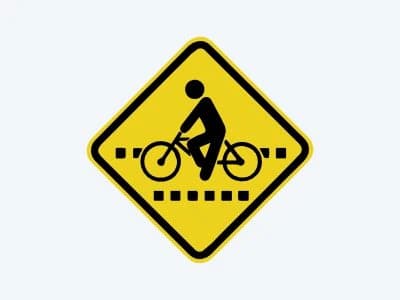 Placa de advertência A-30B: Passagem sinalizada de ciclistas