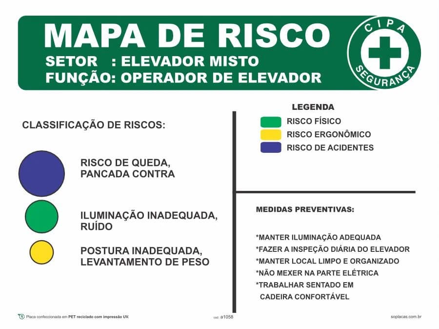 Placa de mapa de risco: Mapa de Risco Elevador Misto