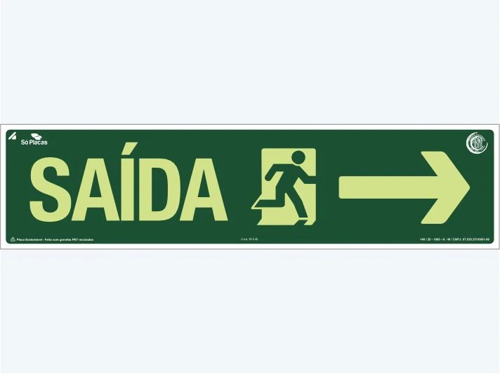 Placa de rota de fuga S13-D: Saída Seta para Direita