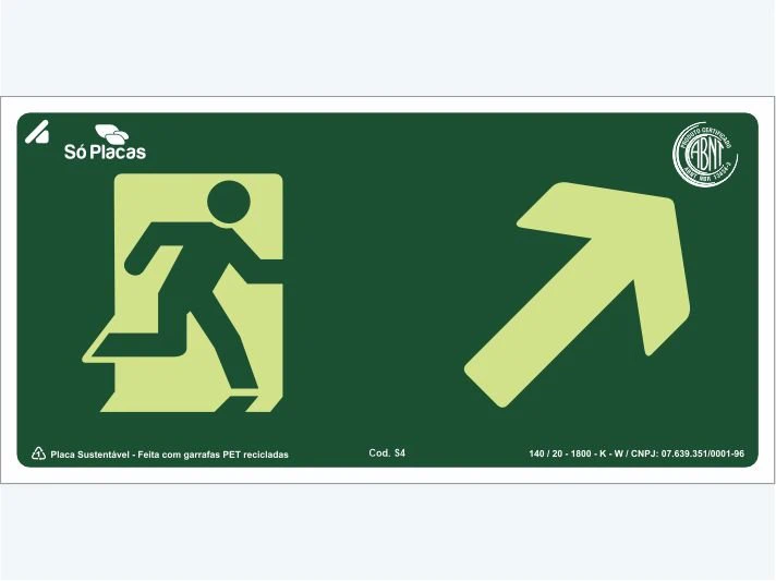 Placa de rota de fuga S4: Seta Diagonal a Direita