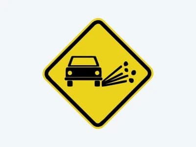 Placa de advertência A-29: Projeção de cascalho