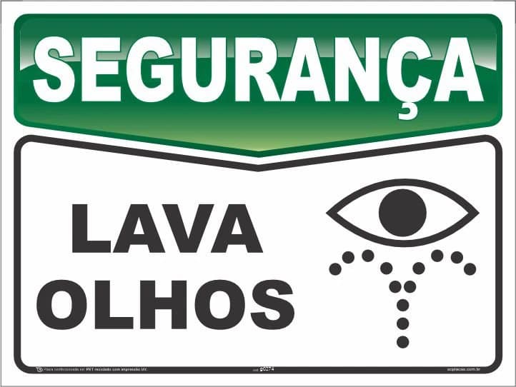 Placa de segurança: Lava olhos