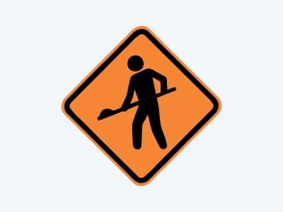 Placa de advertência A-24: Obras