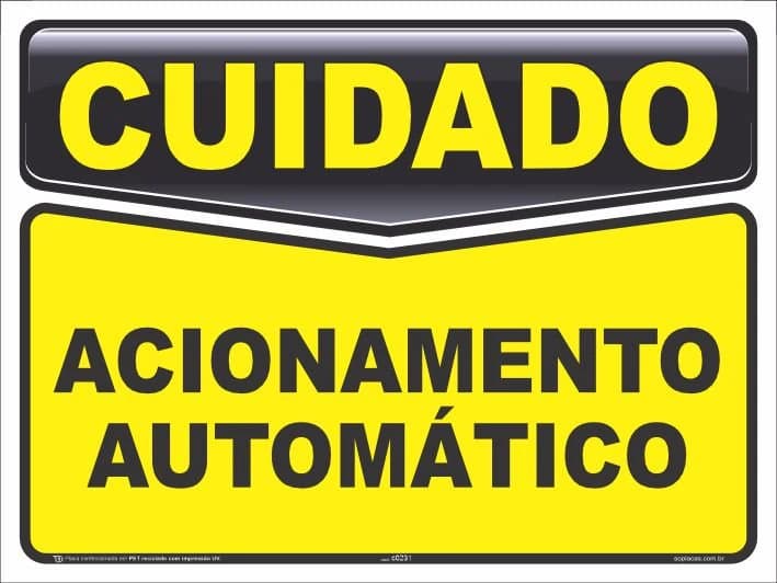 Placa de cuidado: Acionamento automático