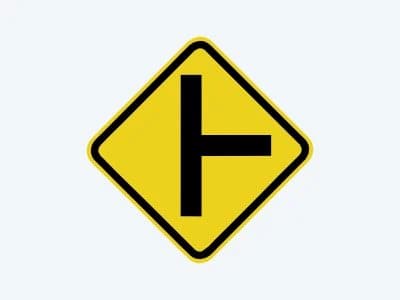 Placa de advertência A-7B: Via lateral à direita