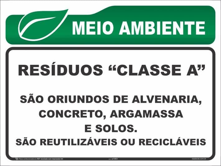 Placa de meio ambiente: Resíduos classe a
