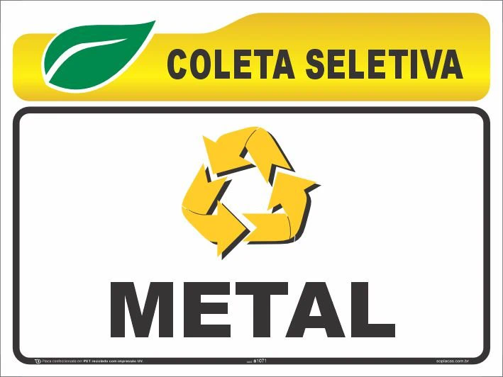 Placa de coleta seletiva: Metal