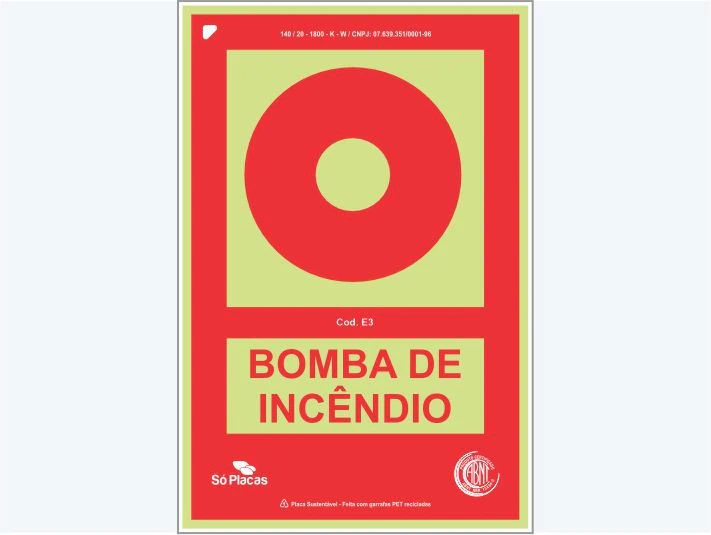 Placa de incêndio E3: de Bomba de Incêndio E3